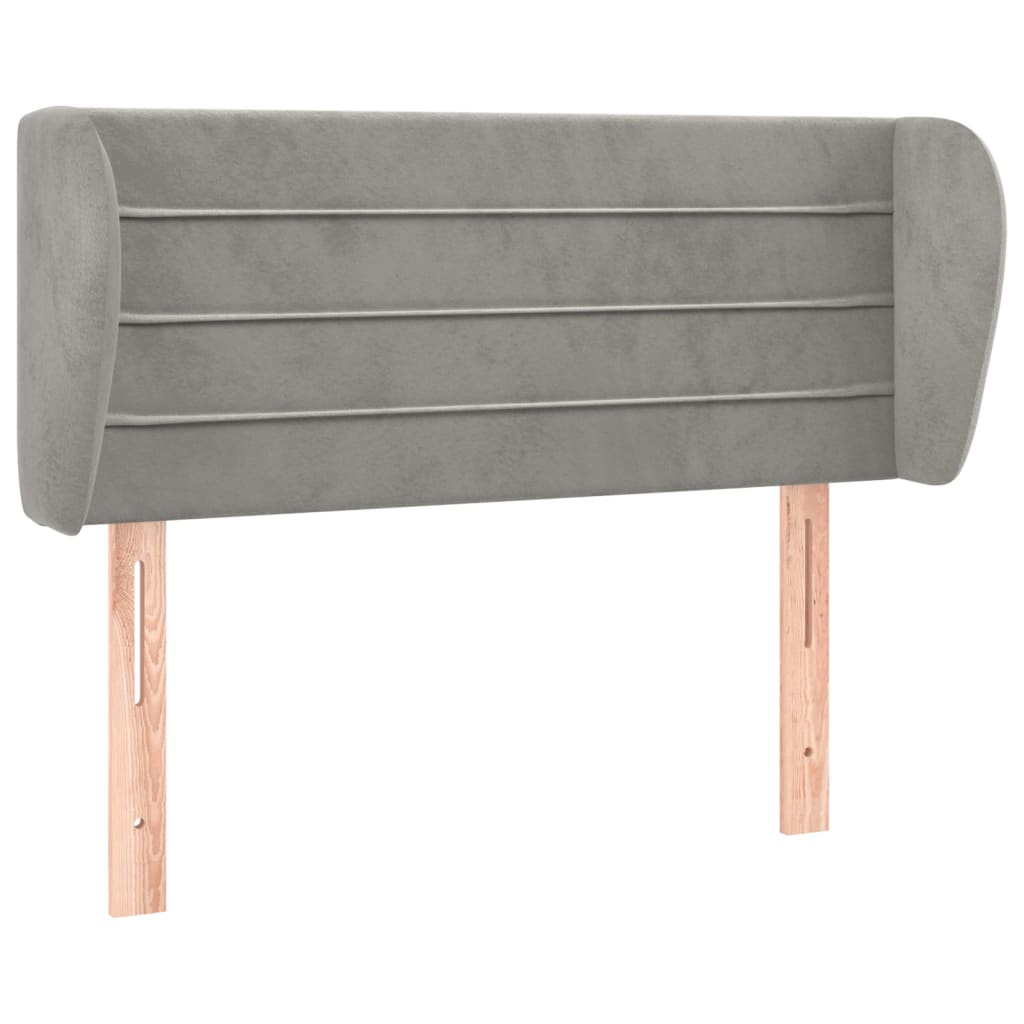 sengegavl med kanter 103x23x78/88cm fløjl lysegrå