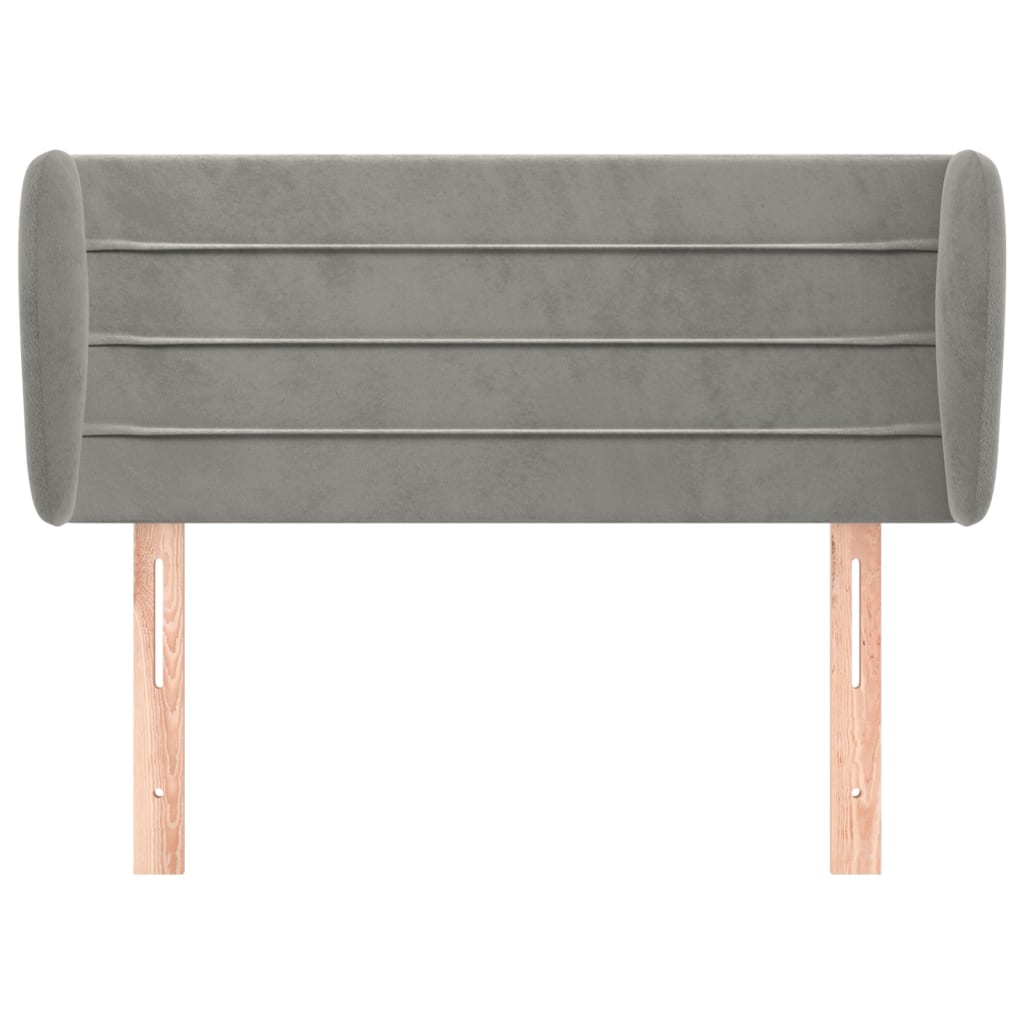 sengegavl med kanter 103x23x78/88cm fløjl lysegrå