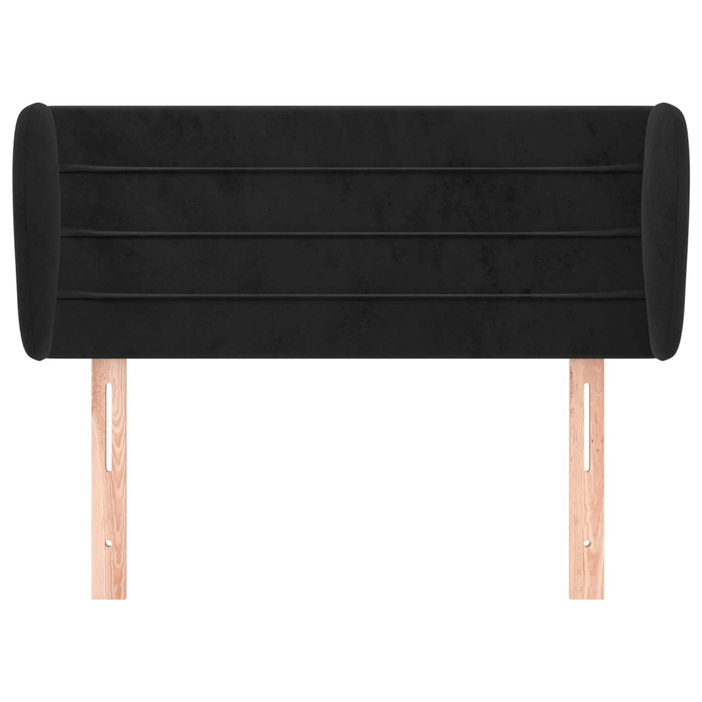 sengegavl med kanter 103x23x78/88 cm fløjl sort
