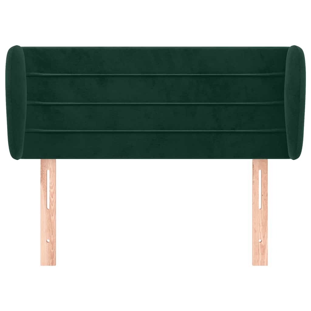 sengegavl med kanter 103x23x78/88 cm fløjl mørkegrøn