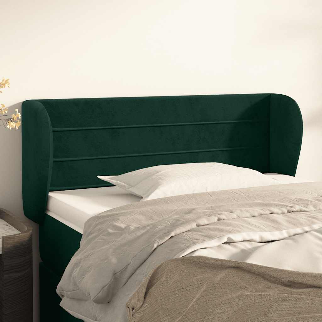 sengegavl med kanter 103x23x78/88 cm fløjl mørkegrøn
