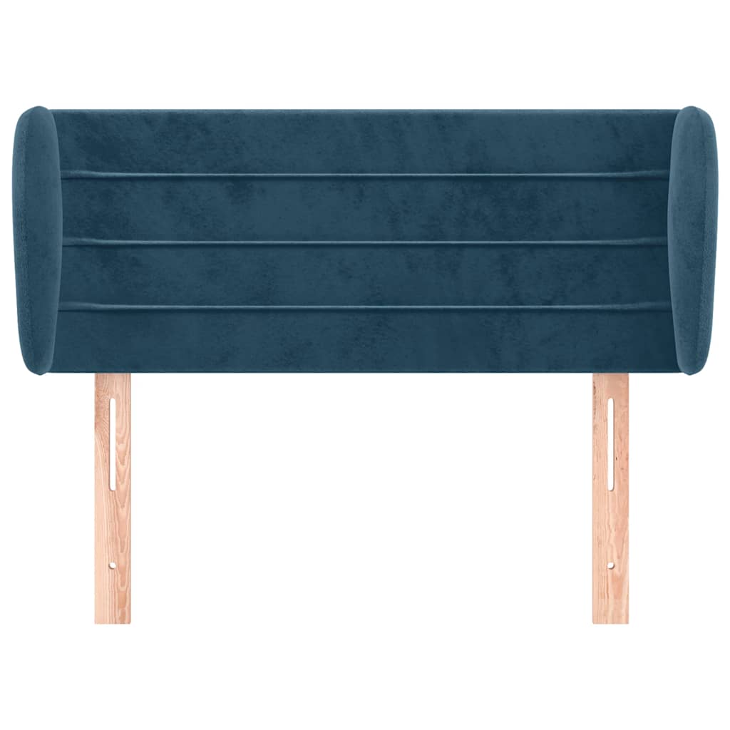 sengegavl med kanter 103x23x78/88 cm fløjl mørkeblå