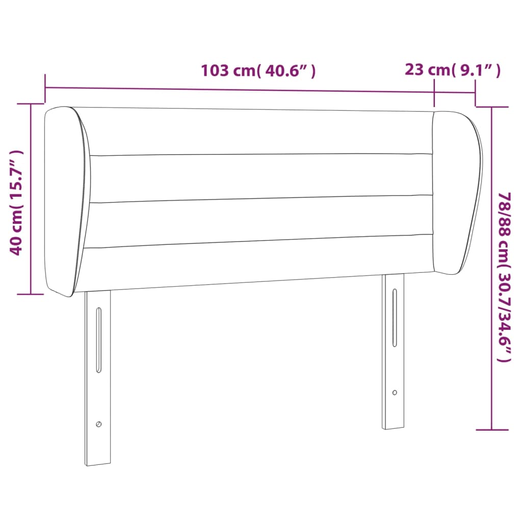sengegavl med kanter 103x23x78/88 cm fløjl lyserød