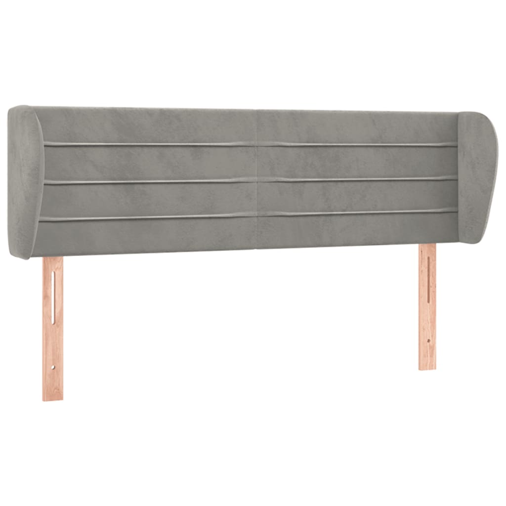 sengegavl med kanter 147x23x78/88cm fløjl lysegrå