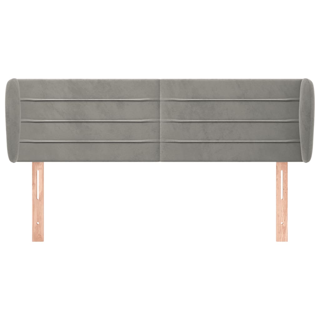 sengegavl med kanter 147x23x78/88cm fløjl lysegrå