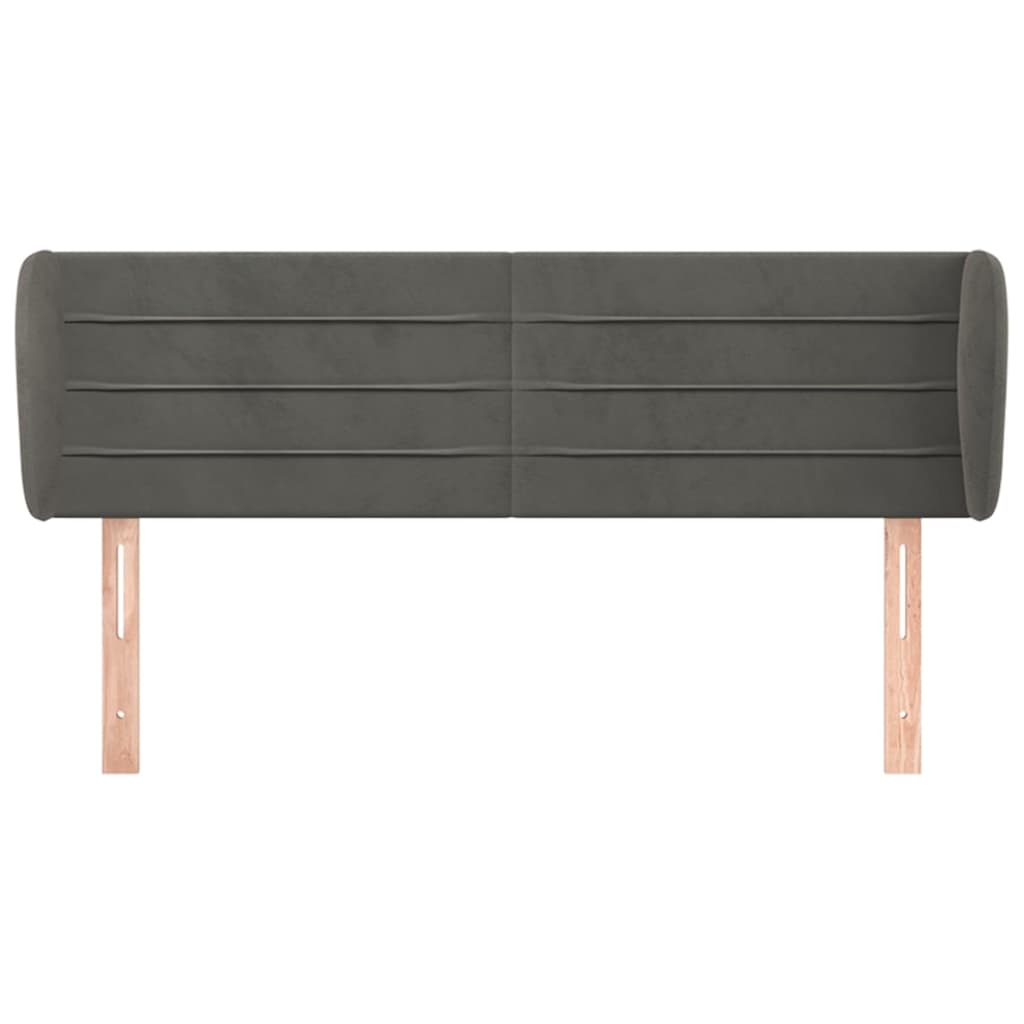 sengegavl med kanter 147x23x78/88 cm fløjl mørkegrå