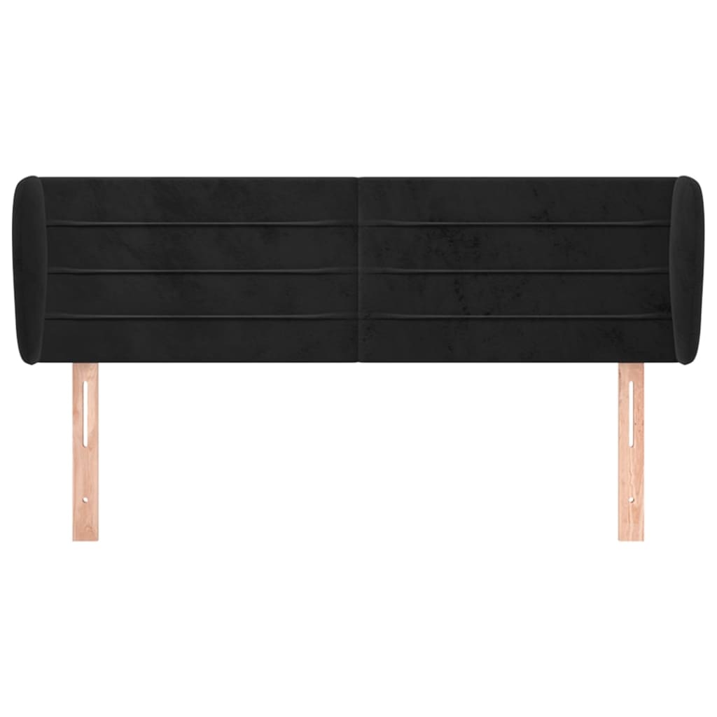 sengegavl med kanter 147x23x78/88 cm fløjl sort