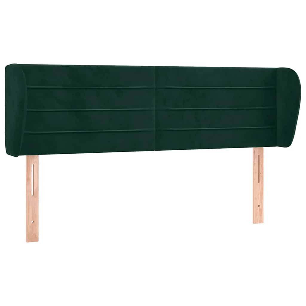 sengegavl med kanter 147x23x78/88 cm fløjl mørkegrøn