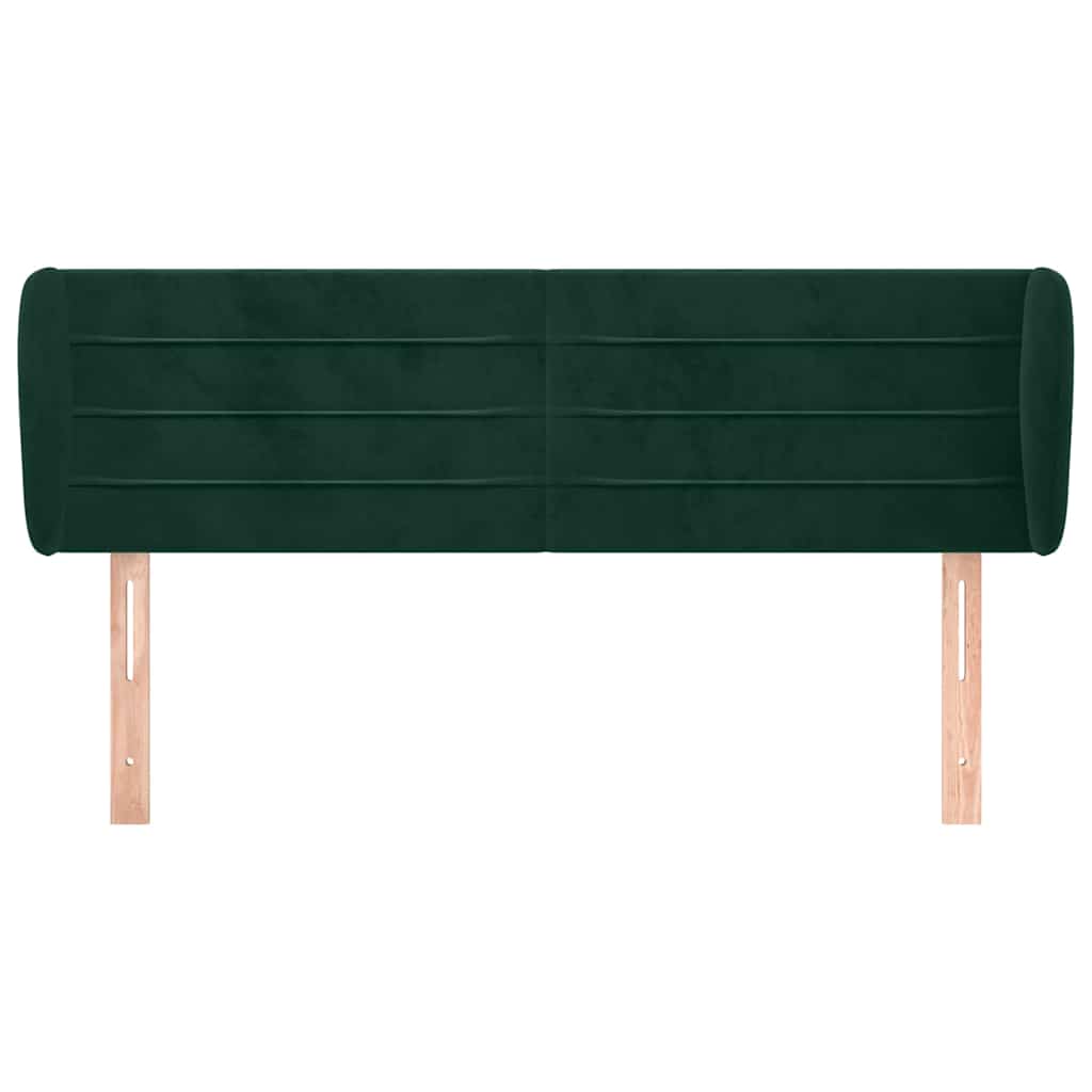 sengegavl med kanter 147x23x78/88 cm fløjl mørkegrøn