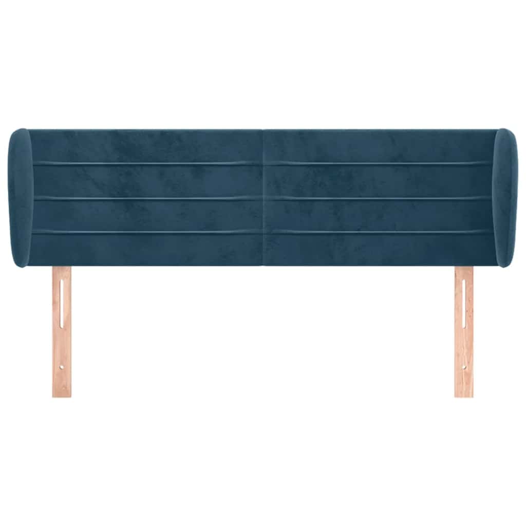 sengegavl med kanter 147x23x78/88 cm fløjl mørkeblå