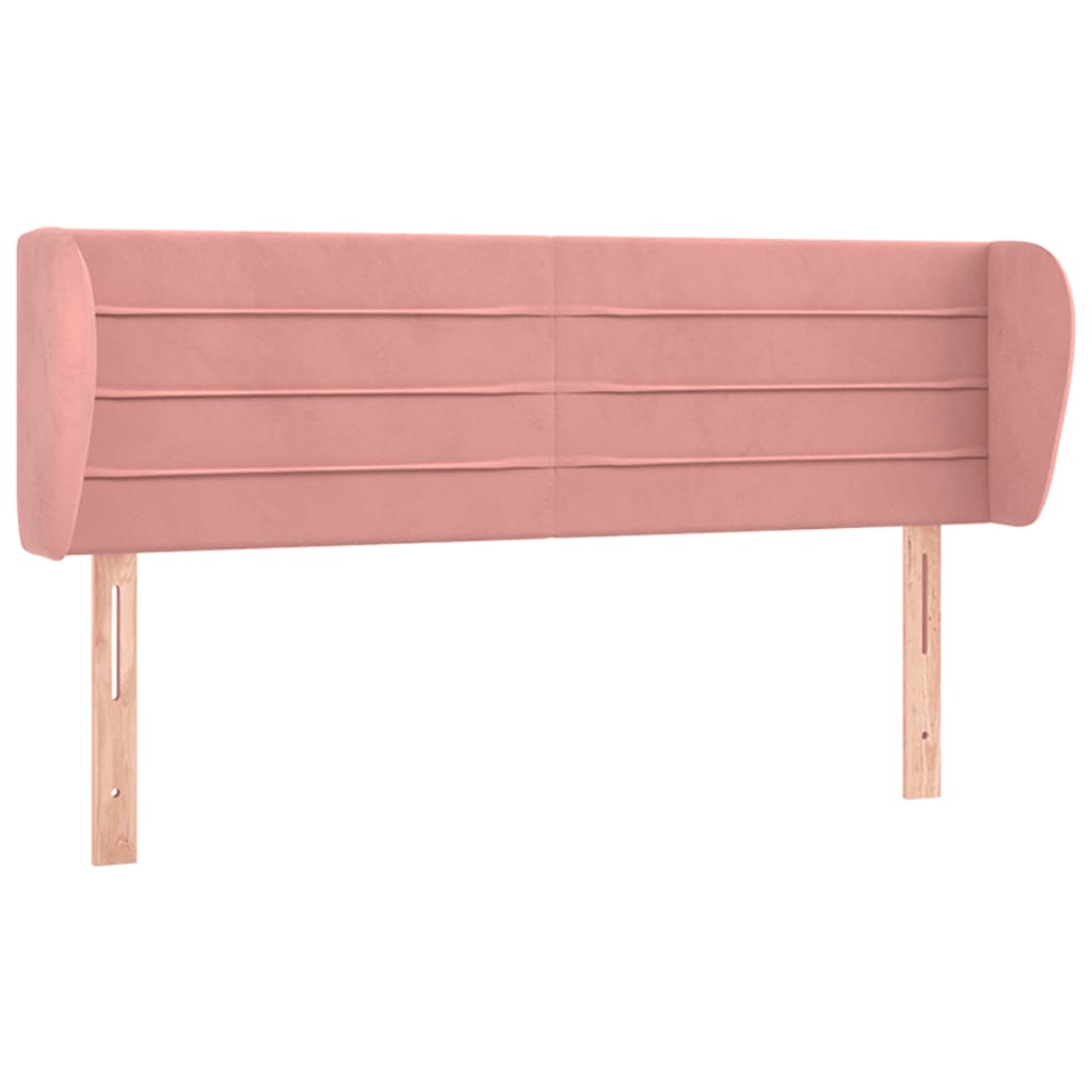 sengegavl med kanter 147x23x78/88 cm fløjl lyserød