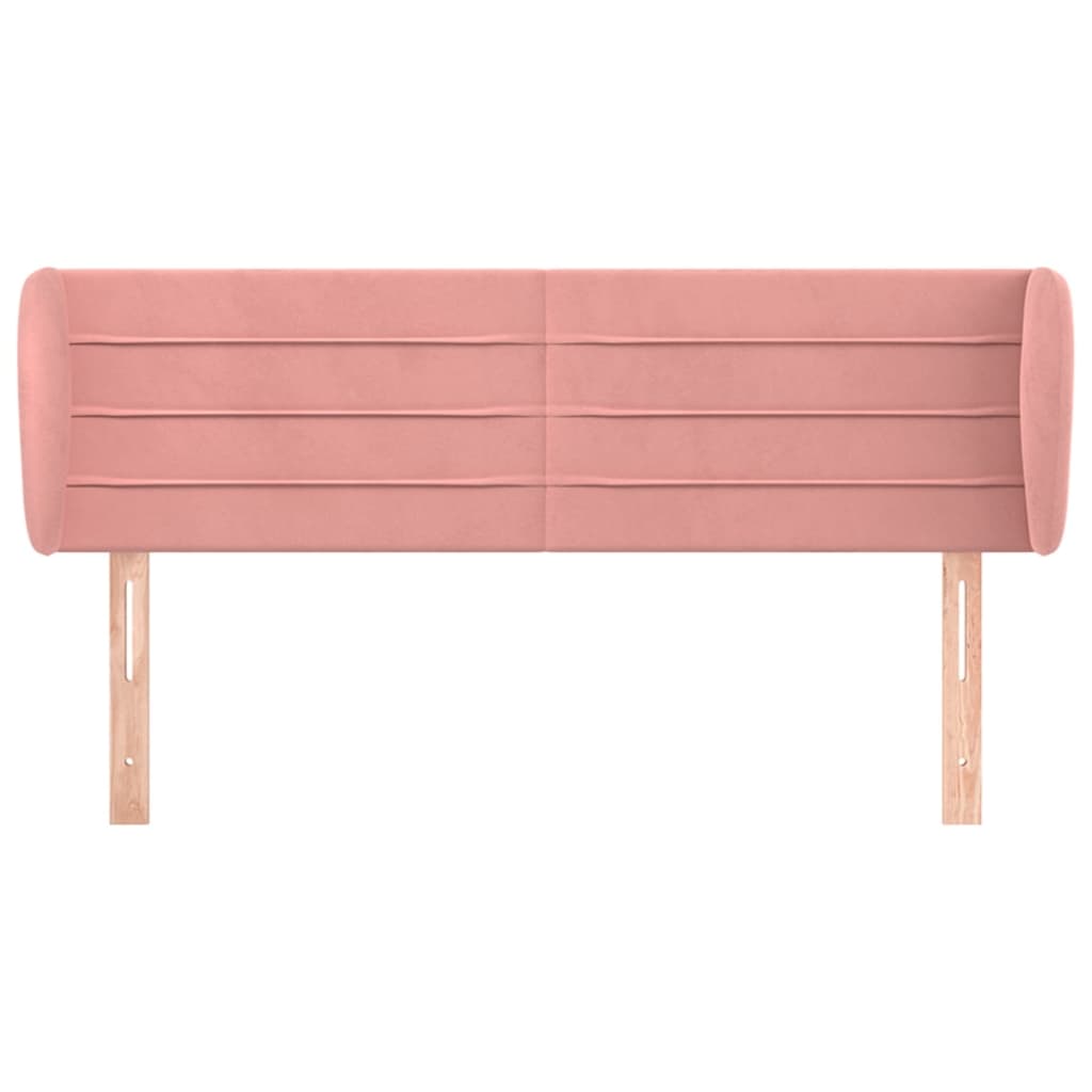 sengegavl med kanter 147x23x78/88 cm fløjl lyserød
