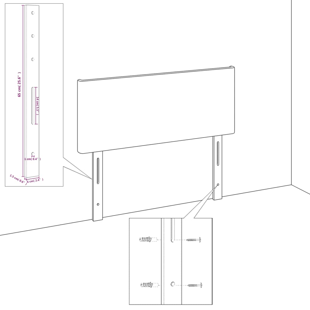 sengegavl med kanter 147x23x78/88 cm fløjl lyserød