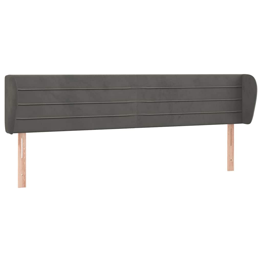 sengegavl med kanter 163x23x78/88 cm fløjl mørkegrå