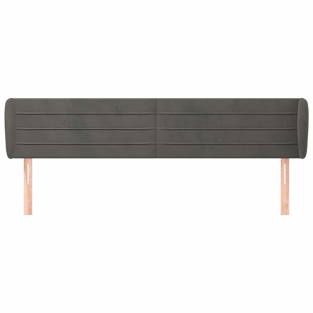 sengegavl med kanter 163x23x78/88 cm fløjl mørkegrå