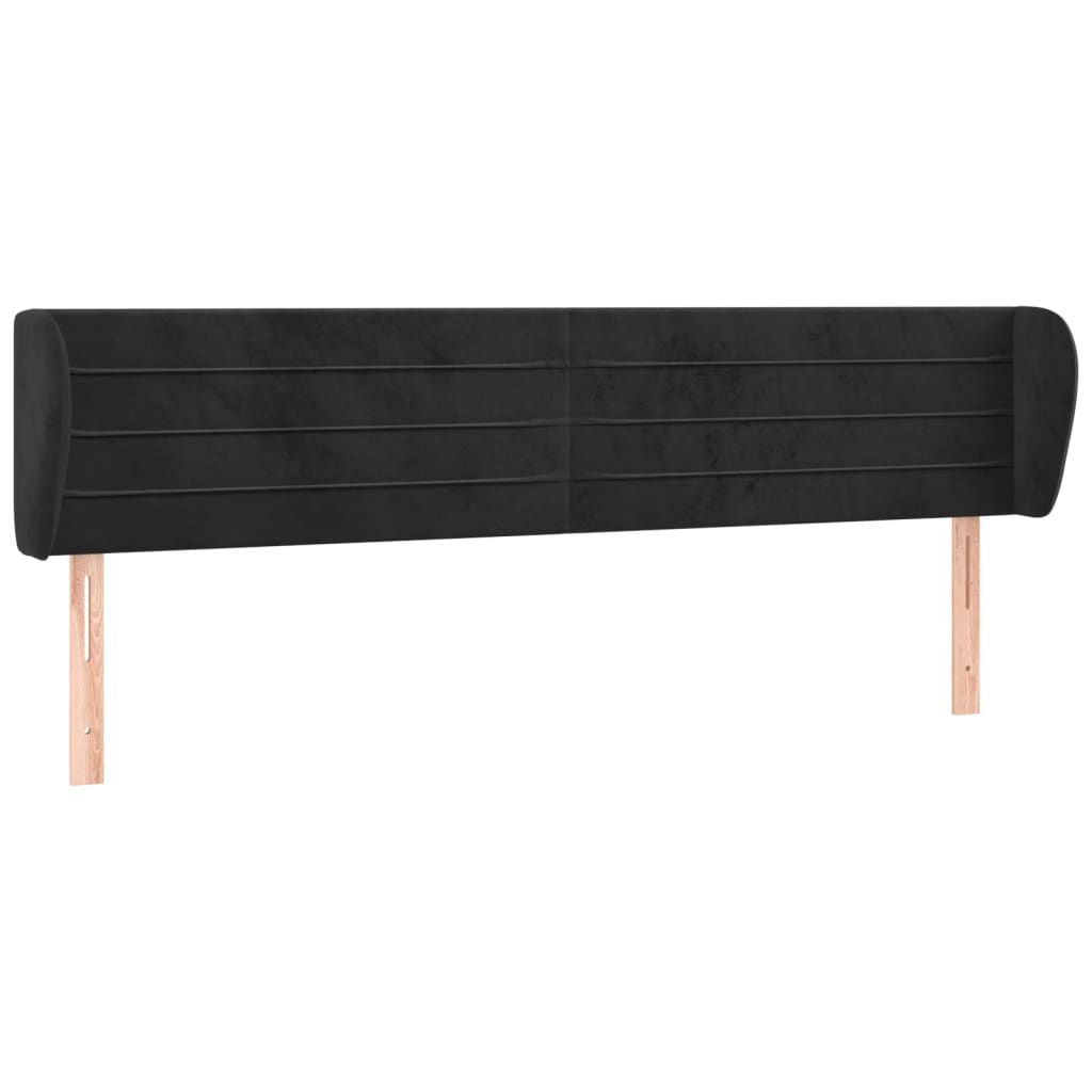 sengegavl med kanter 163x23x78/88 cm fløjl sort