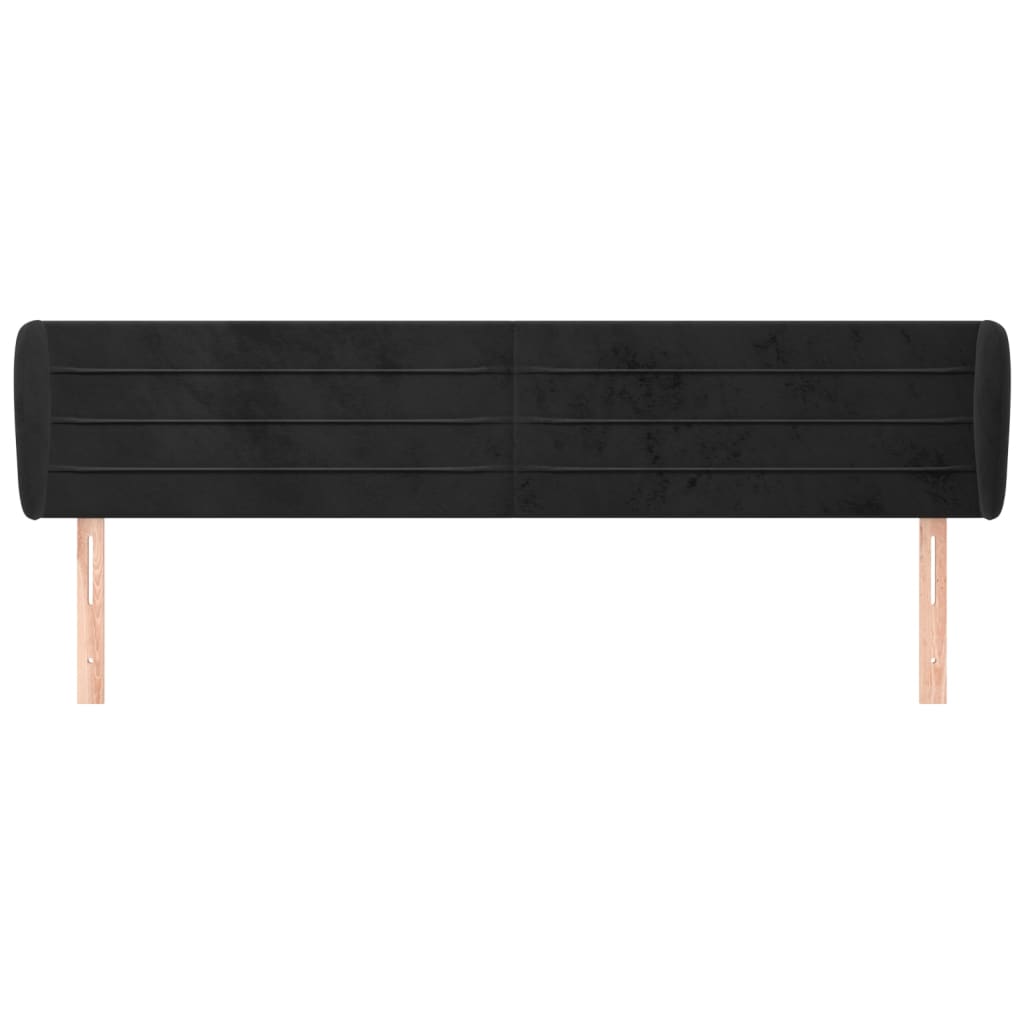 sengegavl med kanter 163x23x78/88 cm fløjl sort