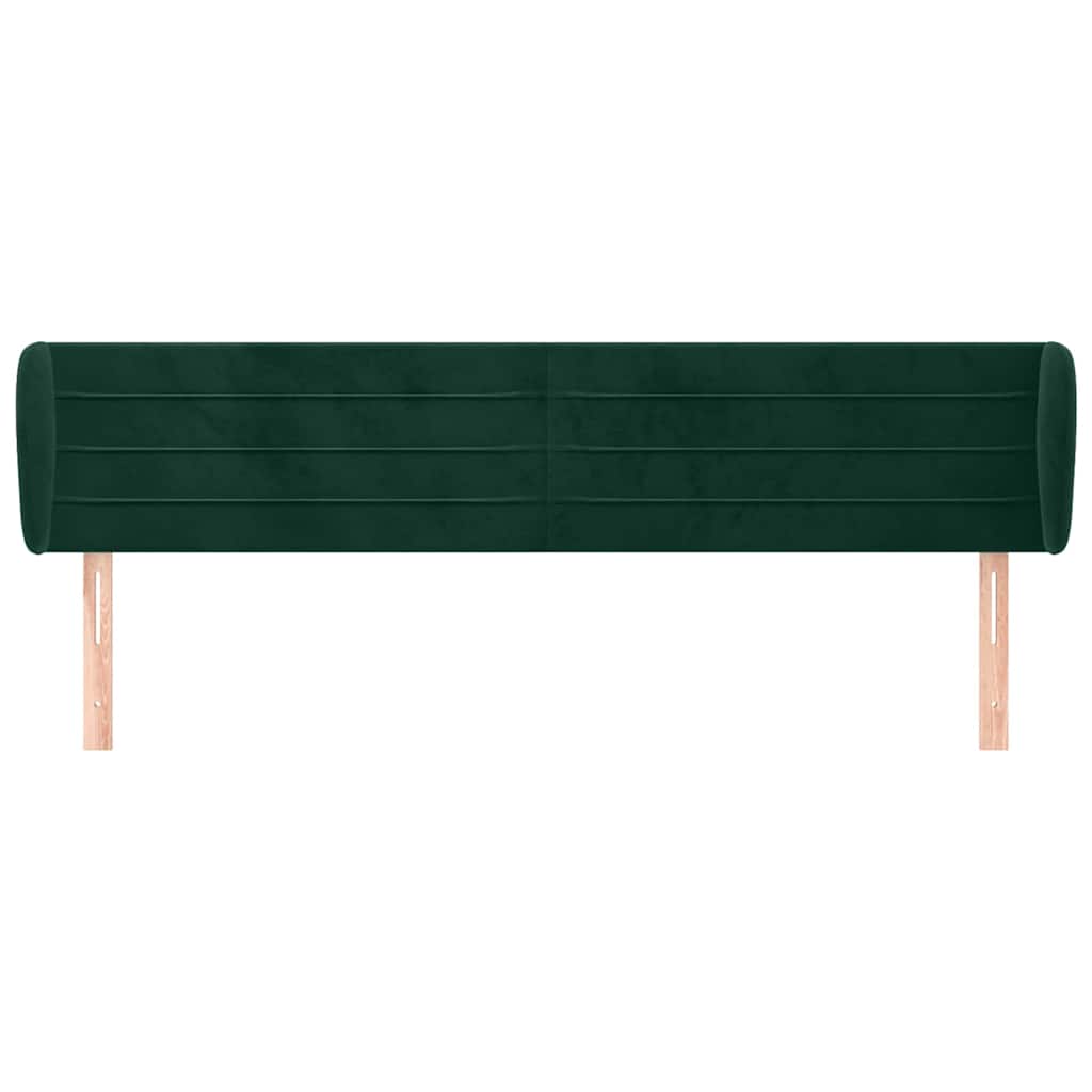 sengegavl med kanter 163x23x78/88 cm fløjl mørkegrøn