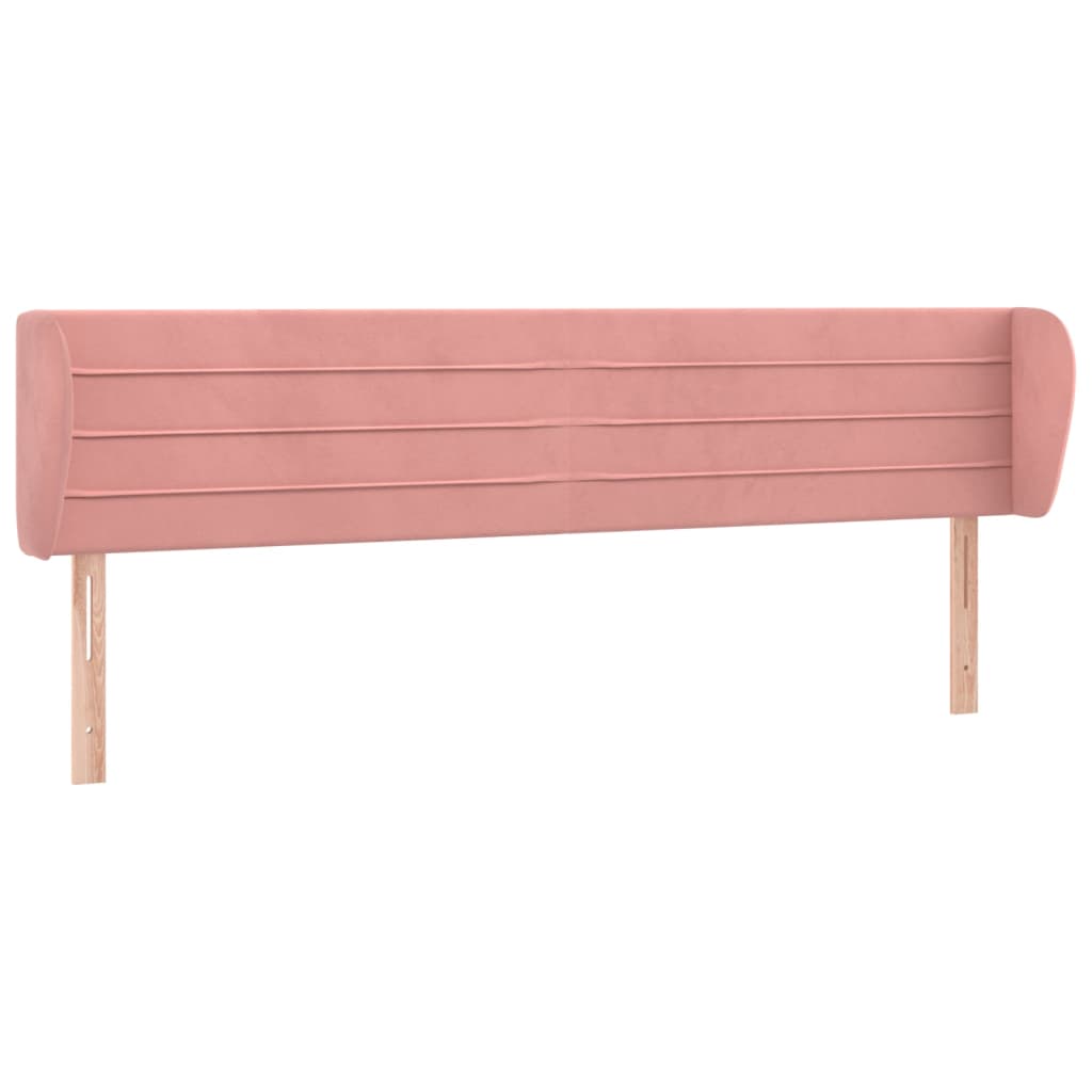 sengegavl med kanter 163x23x78/88 cm fløjl lyserød