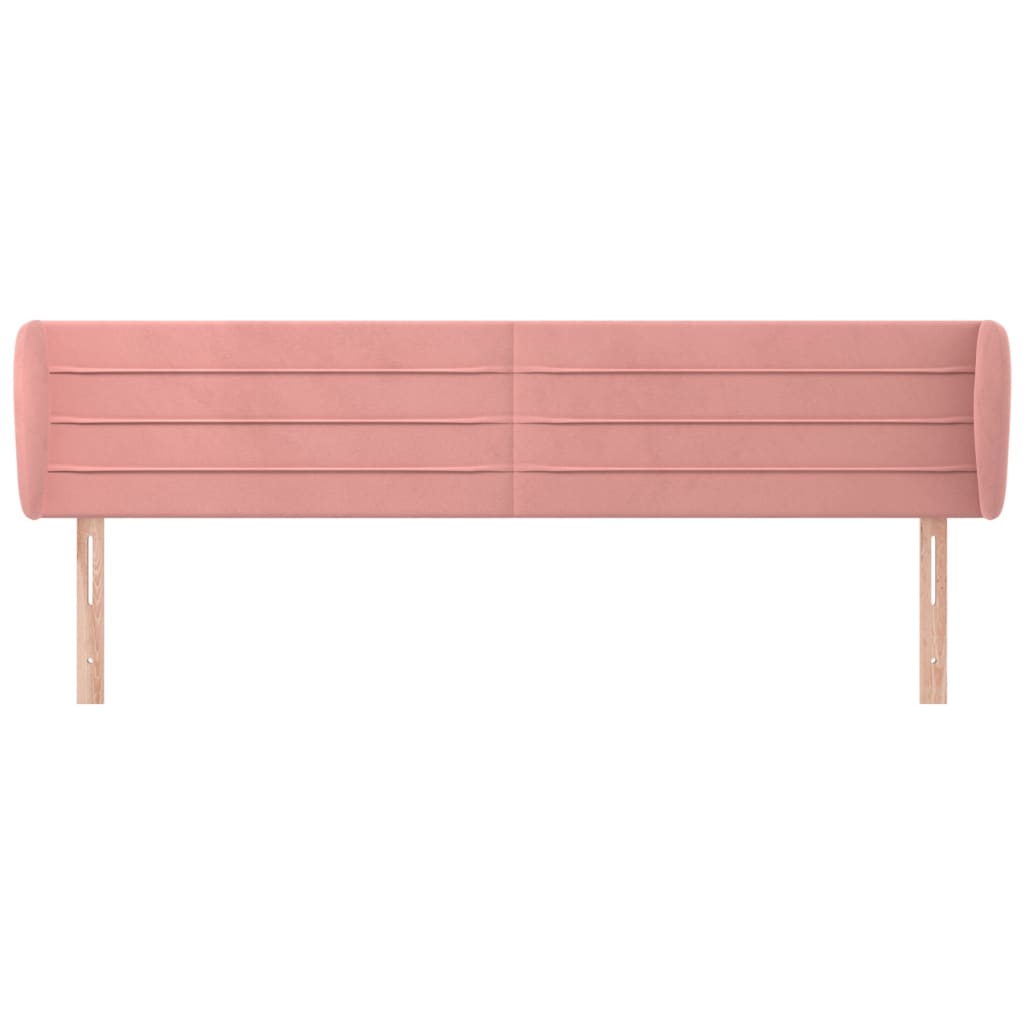sengegavl med kanter 163x23x78/88 cm fløjl lyserød