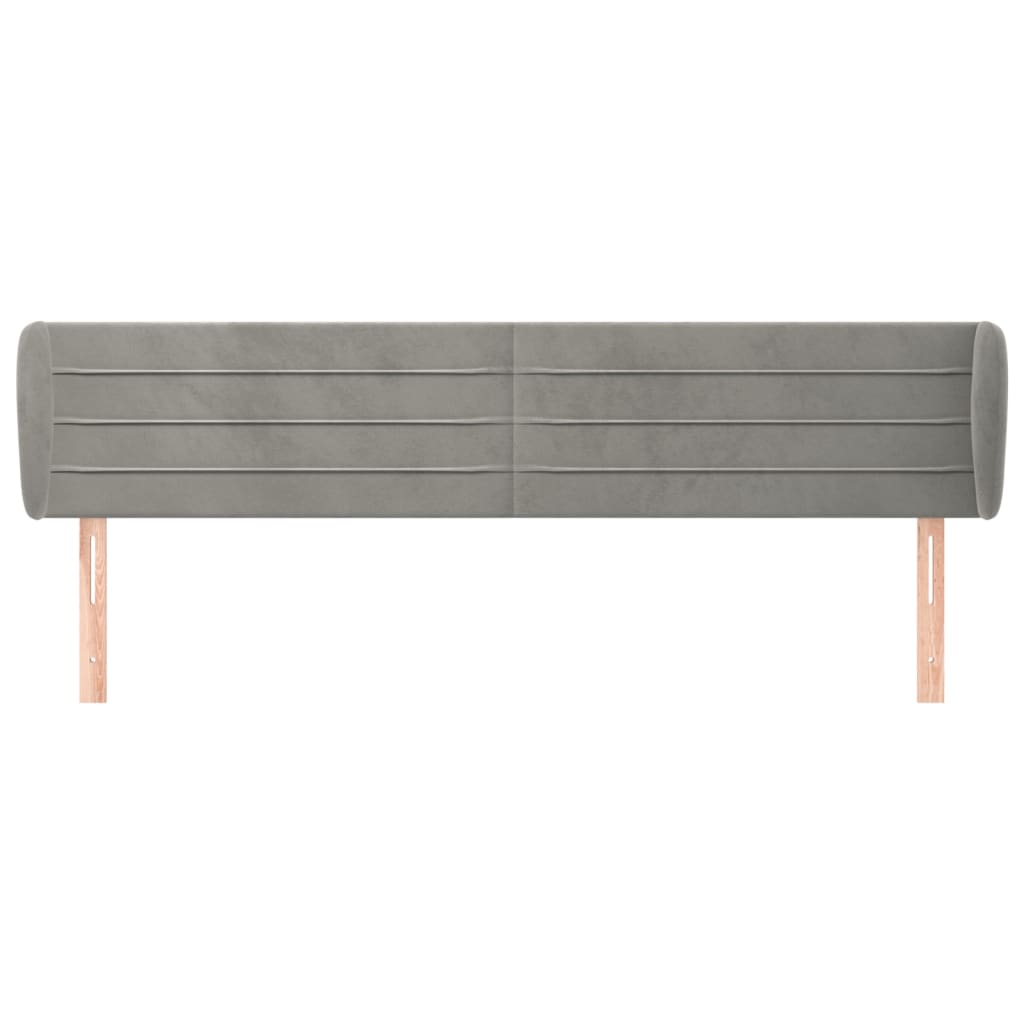 sengegavl med kanter 183x23x78/88cm fløjl lysegrå