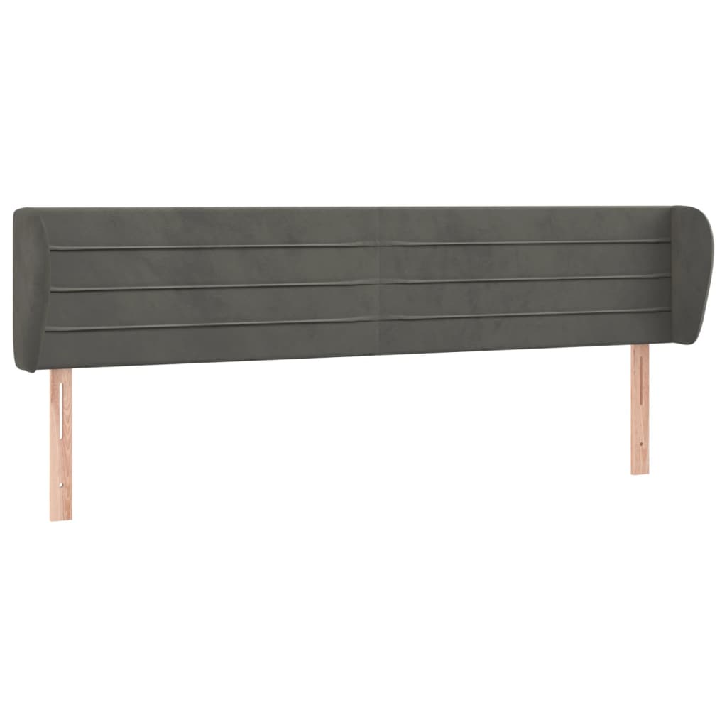 sengegavl med kanter 183x23x78/88 cm fløjl mørkegrå
