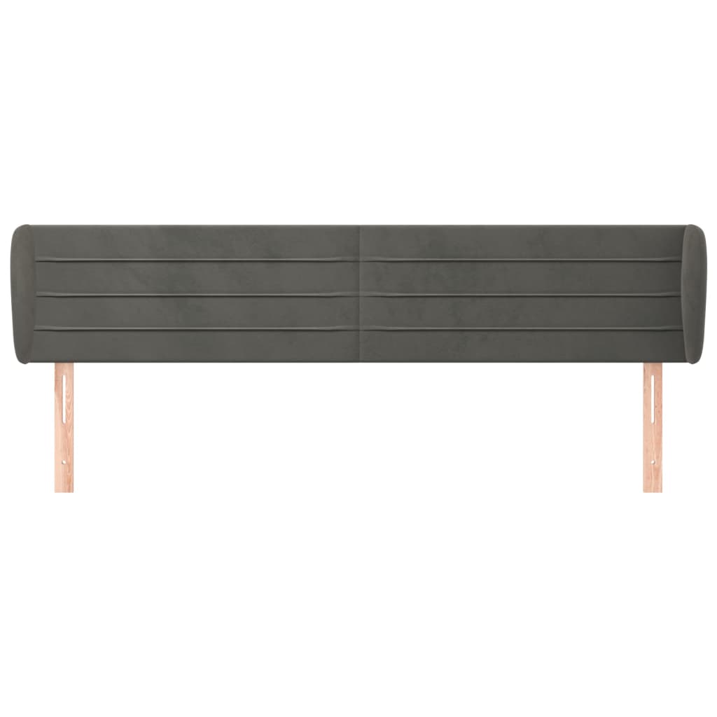 sengegavl med kanter 183x23x78/88 cm fløjl mørkegrå