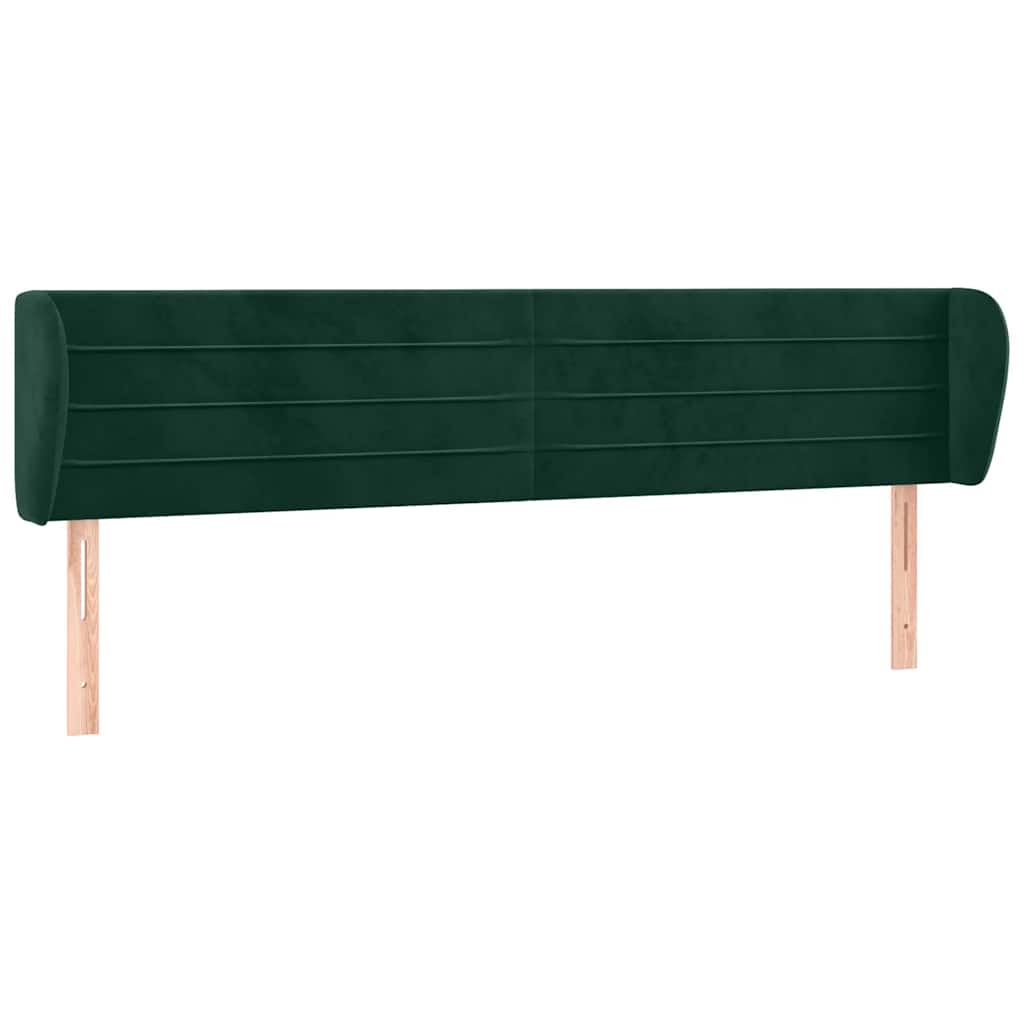 sengegavl med kanter 183x23x78/88 cm fløjl mørkegrøn