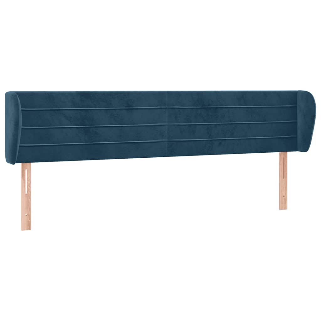sengegavl med kanter 183x23x78/88 cm fløjl mørkeblå