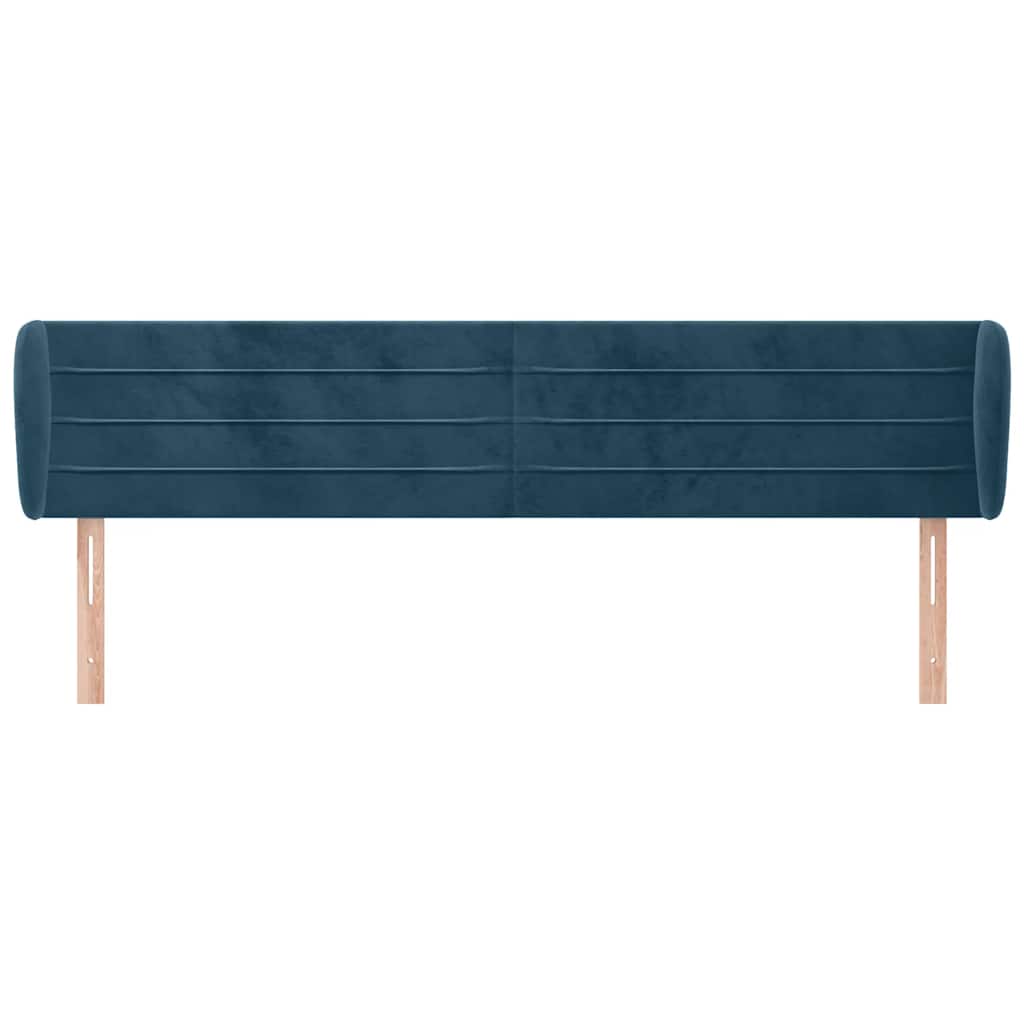 sengegavl med kanter 183x23x78/88 cm fløjl mørkeblå