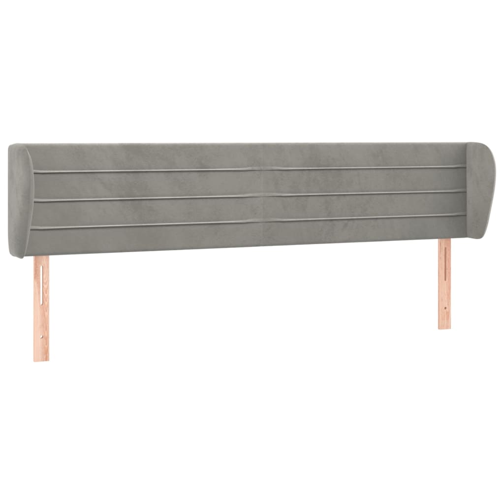 sengegavl med kanter 203x23x78/88cm fløjl lysegrå