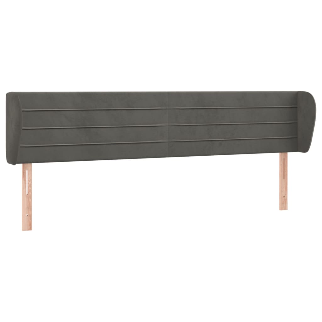 sengegavl med kanter 203x23x78/88 cm fløjl mørkegrå