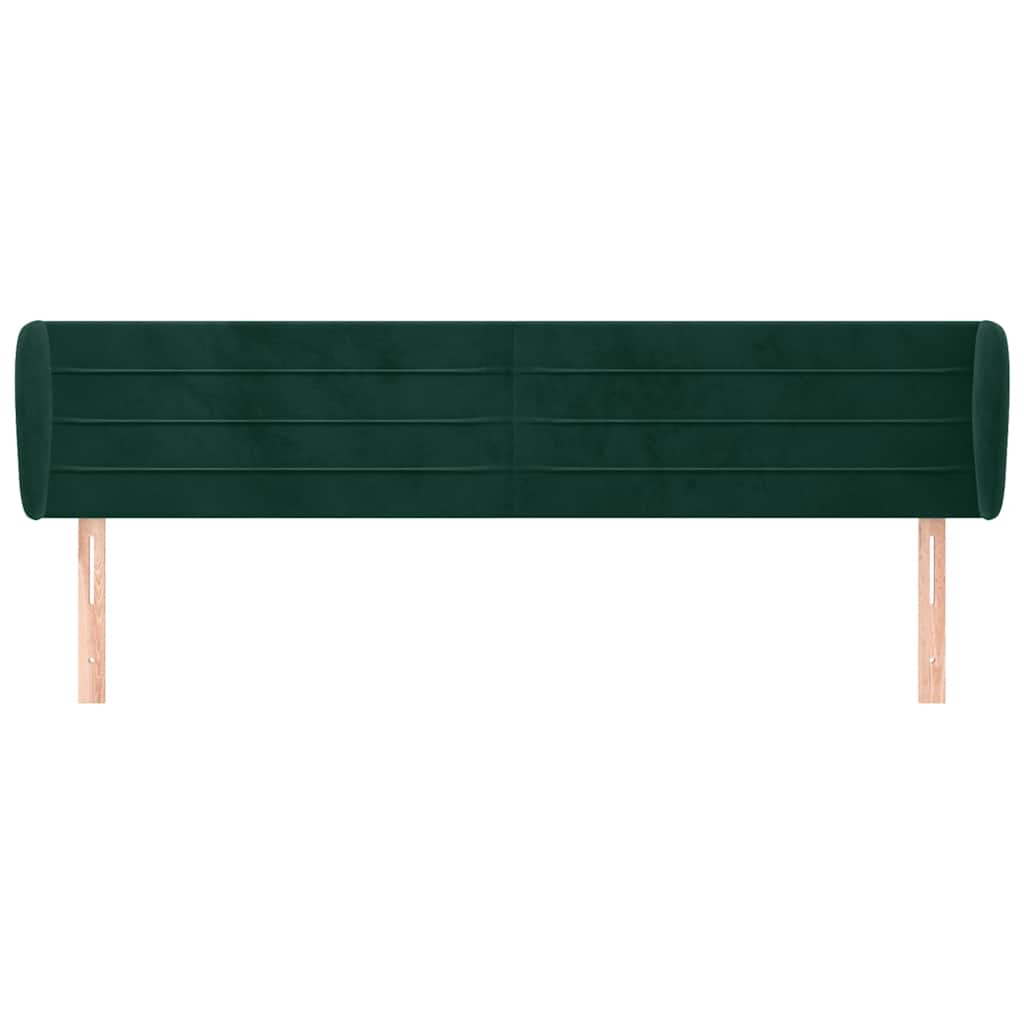 sengegavl med kanter 203x23x78/88 cm fløjl mørkegrøn
