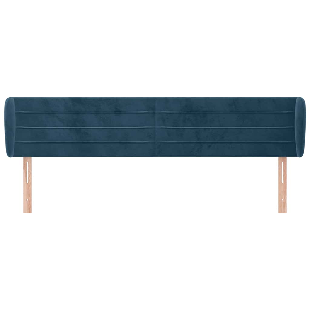 sengegavl med kanter 203x23x78/88 cm fløjl mørkeblå