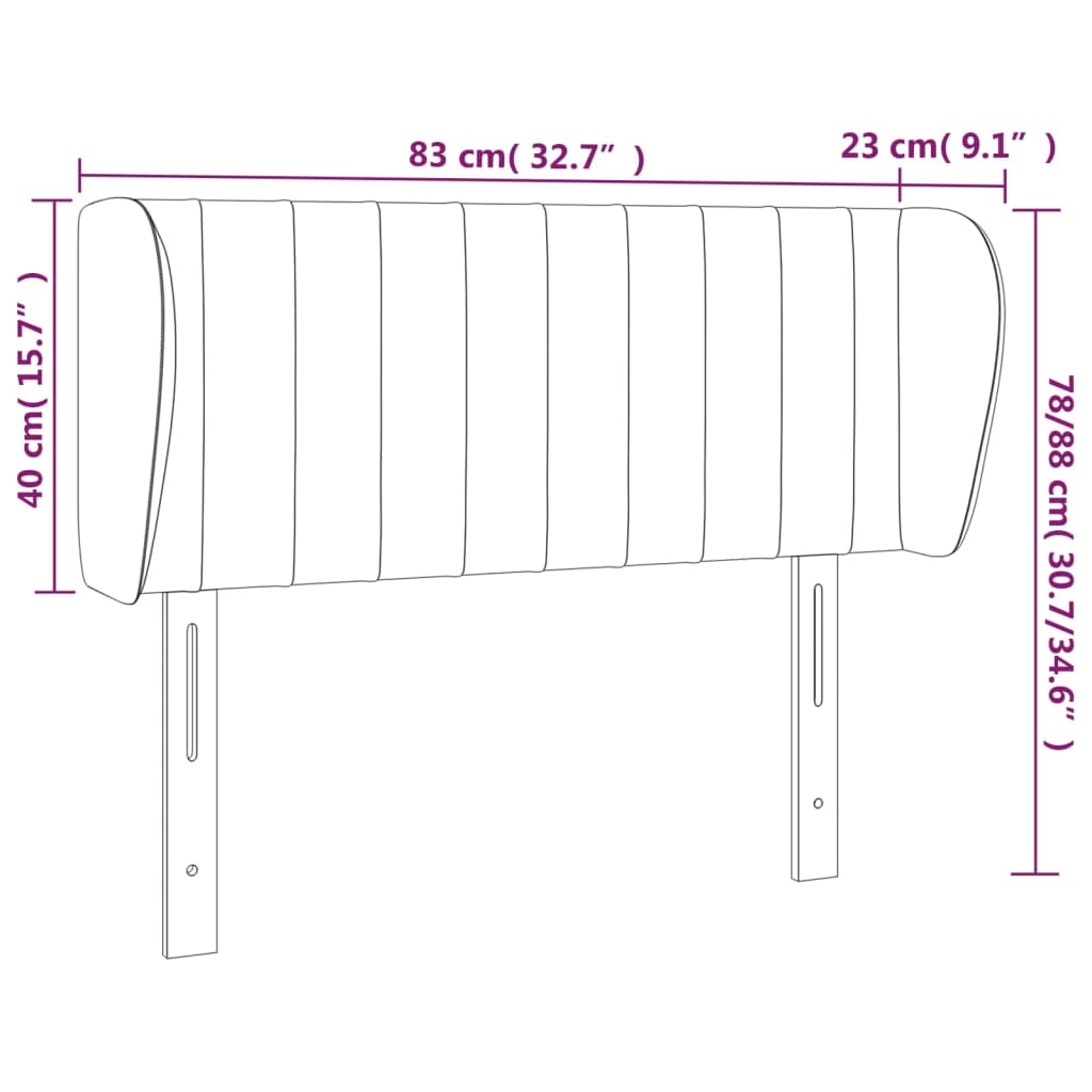 sengegavl med kanter 83x23x78/88 cm stof lysegrå