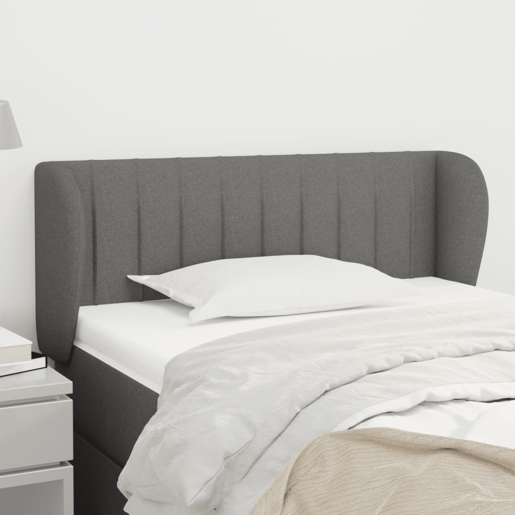 sengegavl med kanter 83x23x78/88 cm stof mørkegrå