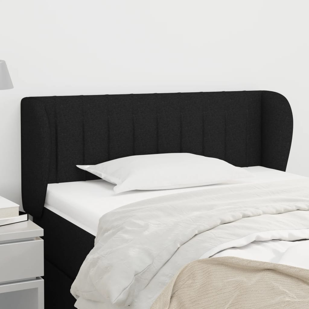 sengegavl med kanter 83x23x78/88 cm stof sort