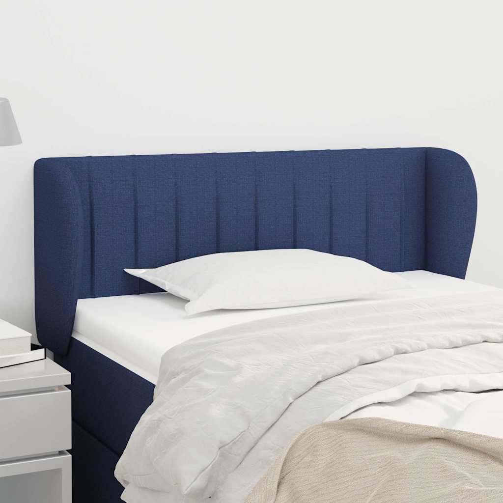 sengegavl med kanter 93x23x78/88 cm stof blå