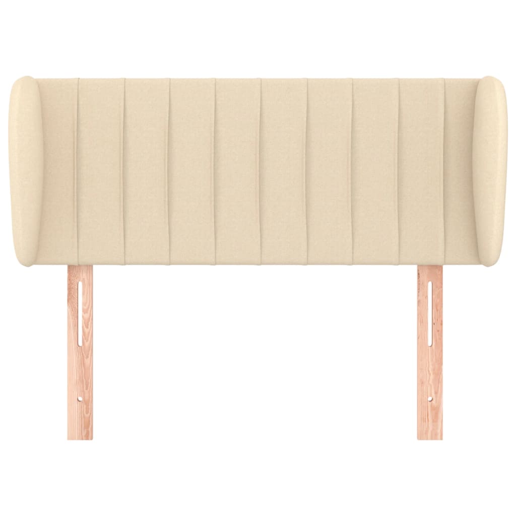 sengegavl med kanter 103x23x78/88 cm stof cremefarvet