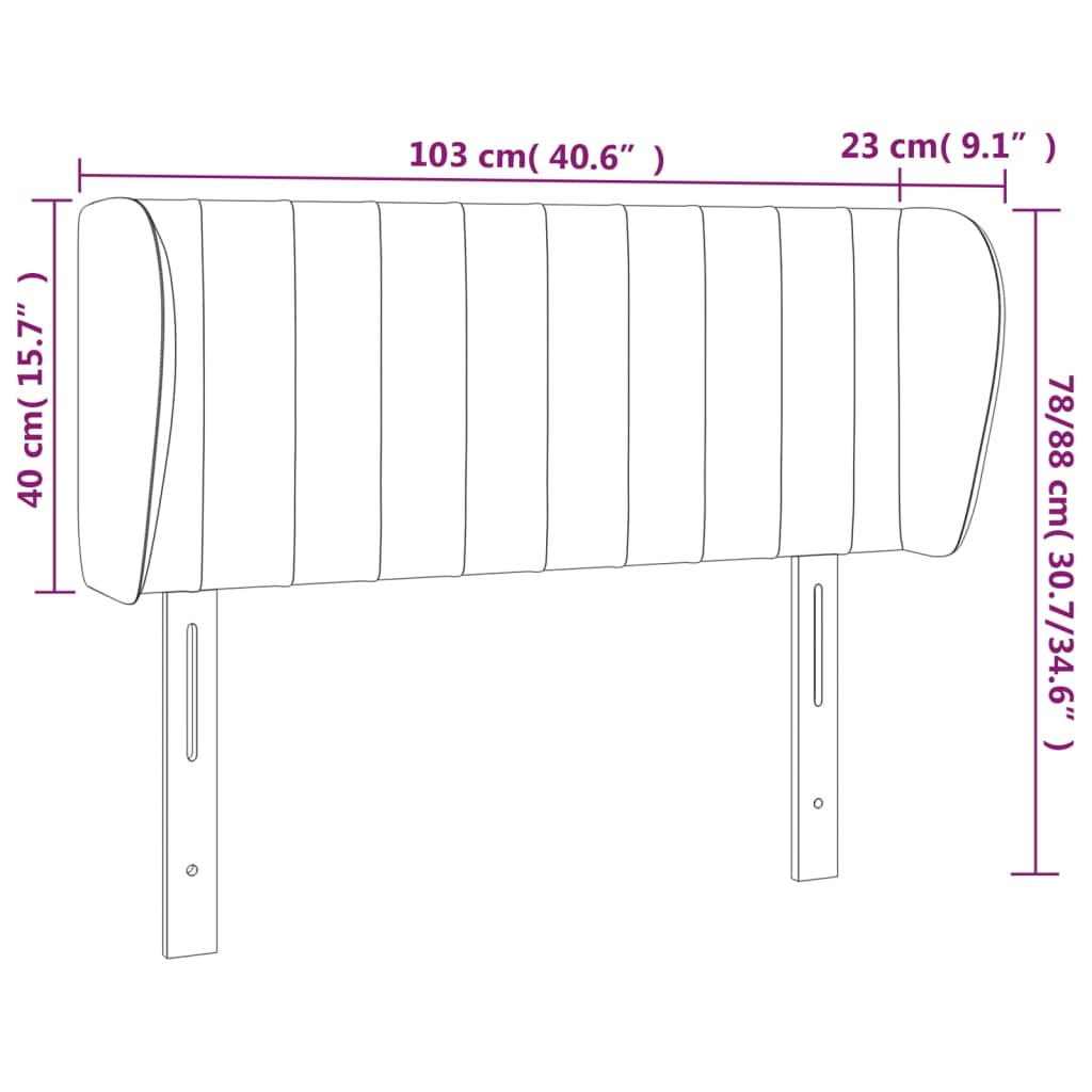 sengegavl med kanter 103x23x78/88 cm stof blå