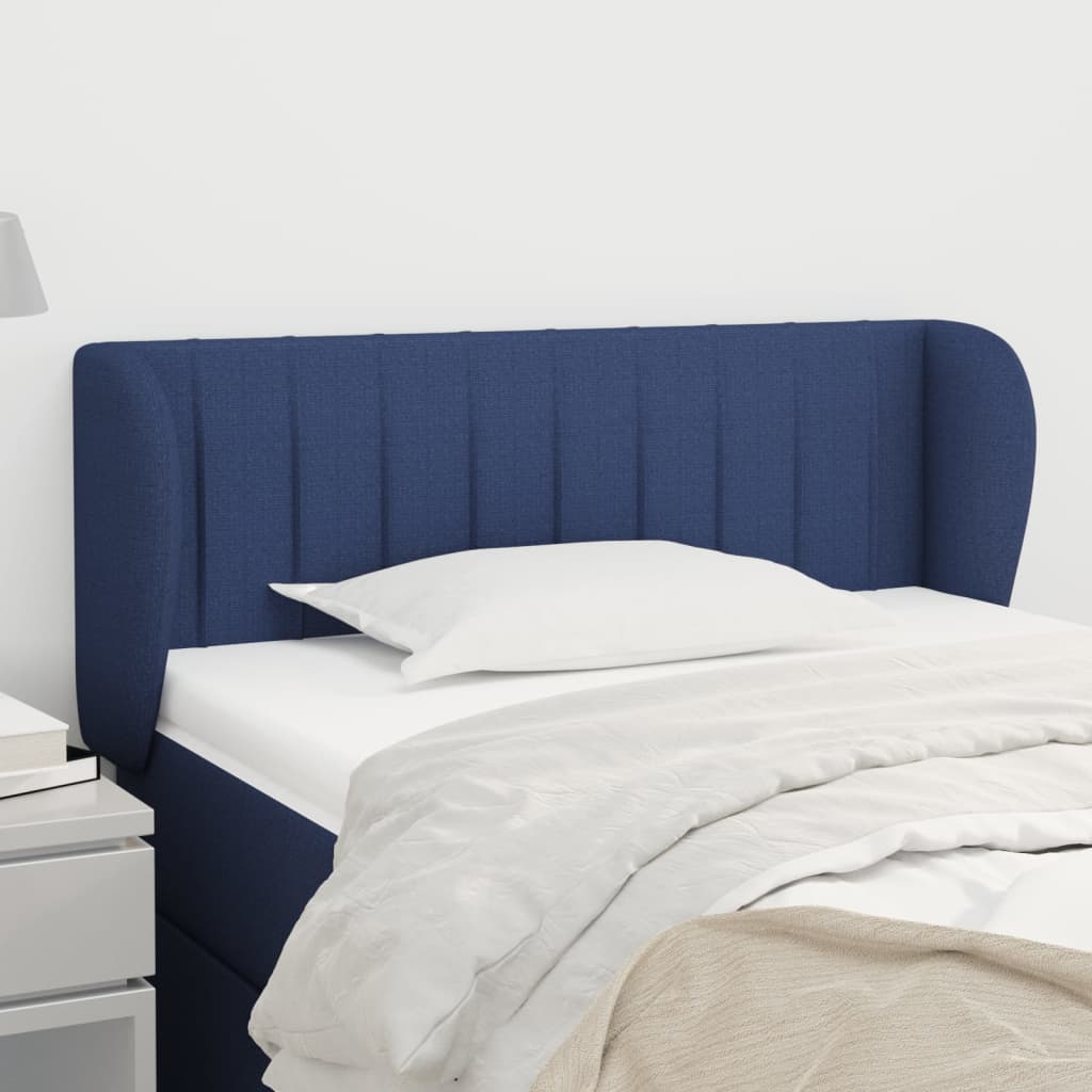 sengegavl med kanter 103x23x78/88 cm stof blå
