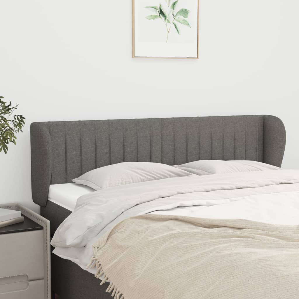sengegavl med kanter 147x23x78/88 cm stof mørkegrå