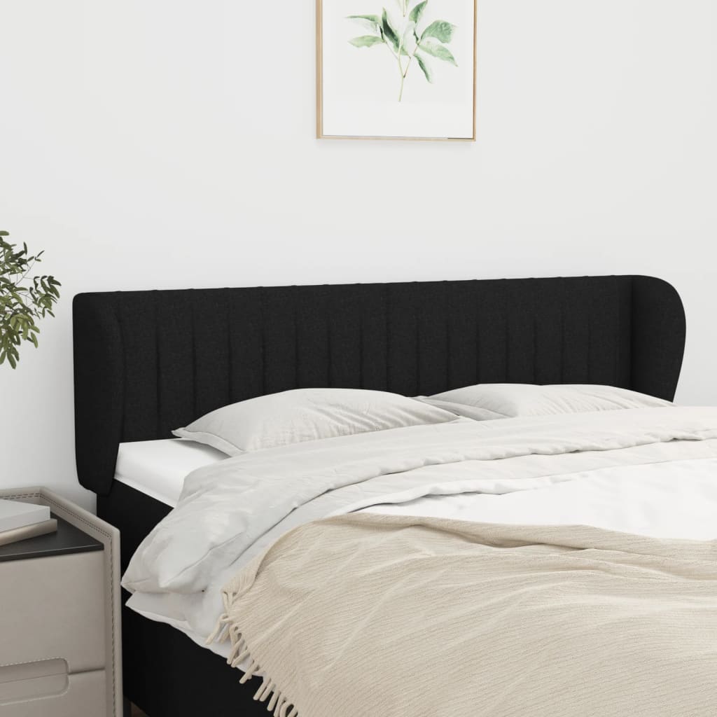 sengegavl med kanter 147x23x78/88 cm stof sort