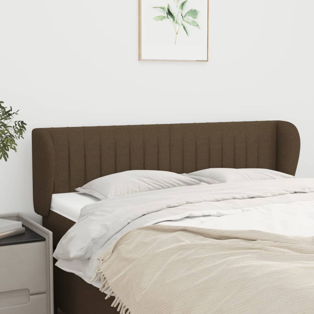sengegavl med kanter 147x23x78/88 cm stof mørkebrun