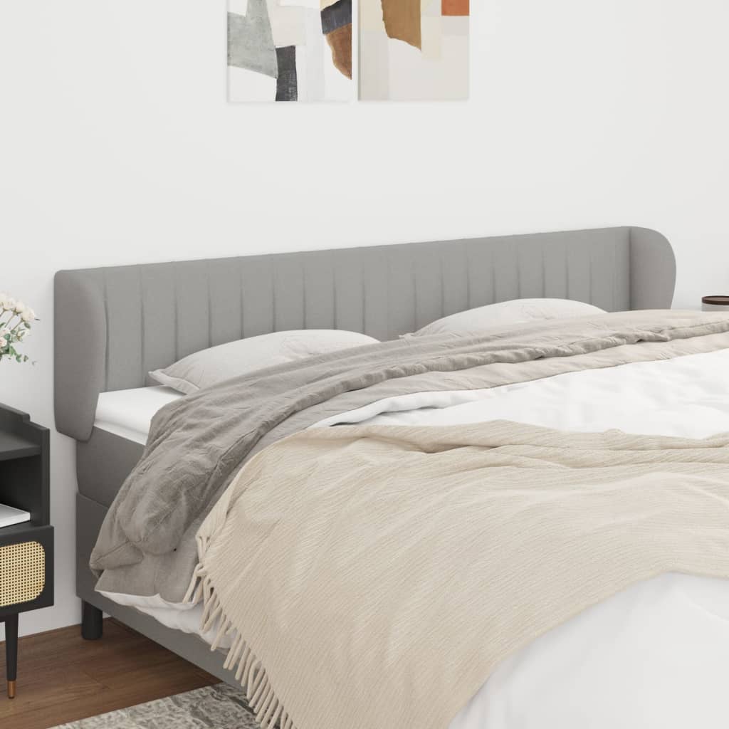 sengegavl med kanter 147x23x78/88cm stof lysegrå