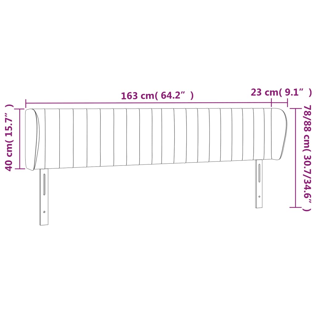 sengegavl med kanter 163x23x78/88 cm stof sort