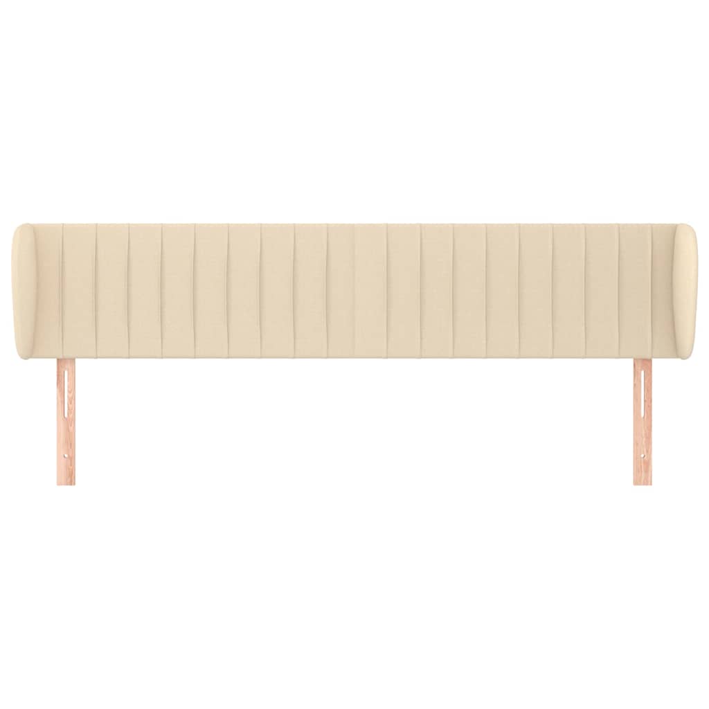 sengegavl med kanter 163x23x78/88 cm stof cremefarvet