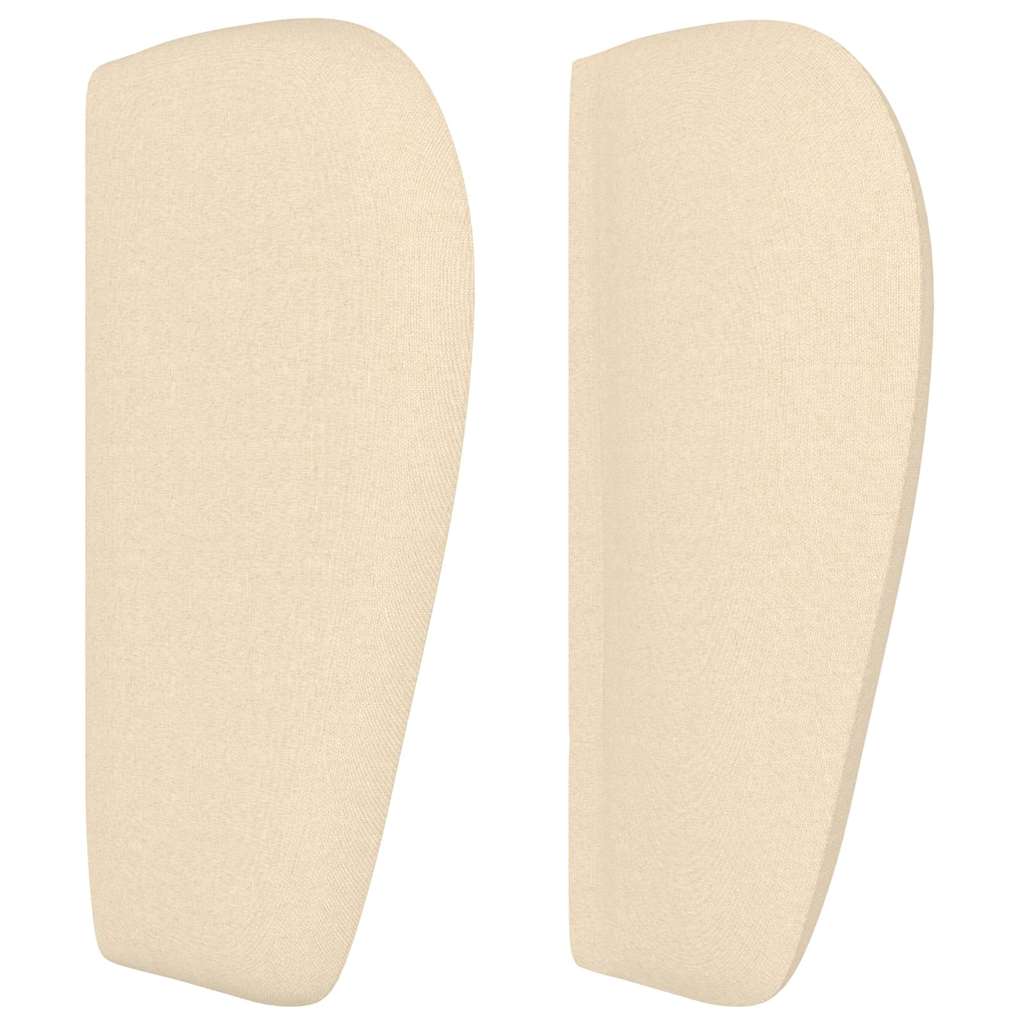 sengegavl med kanter 163x23x78/88 cm stof cremefarvet