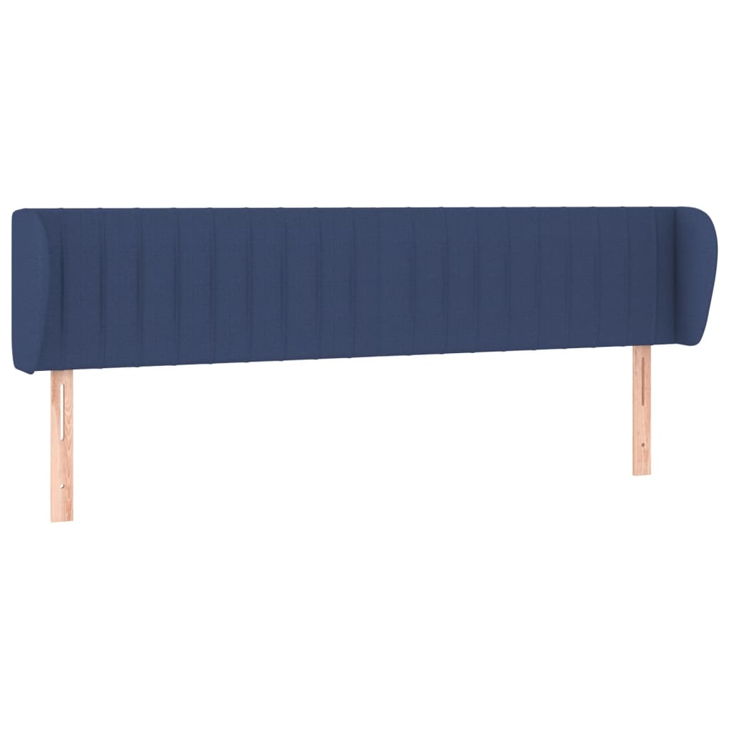 sengegavl med kanter 183x23x78/88 cm stof blå