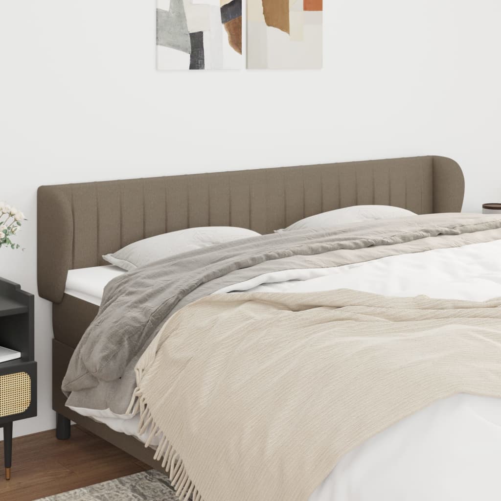 sengegavl med kanter 203x23x78/88 cm stof gråbrun
